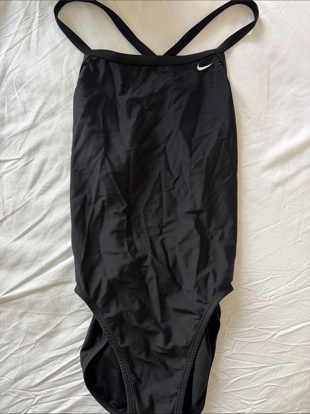 Nike Black Women's One-Piece Swim Suit with White Swoosh